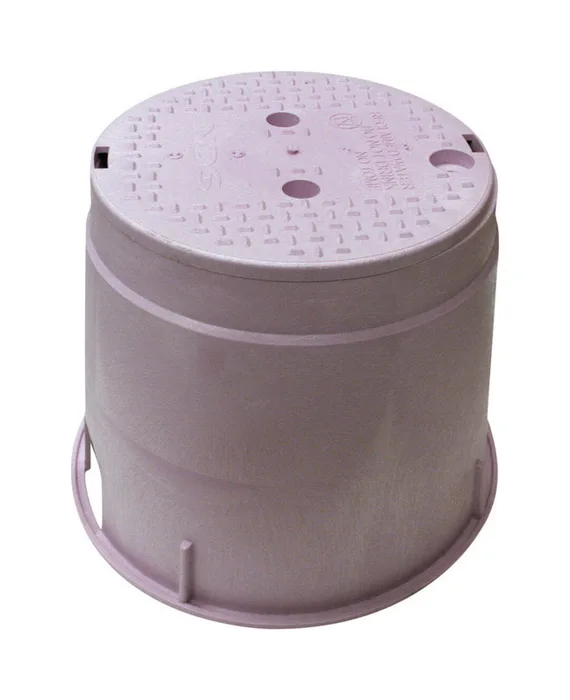 NDS 12-7/8 in. W X 10 in. D X 11-5/8 in. H Round Valve Box with Lid Purple
