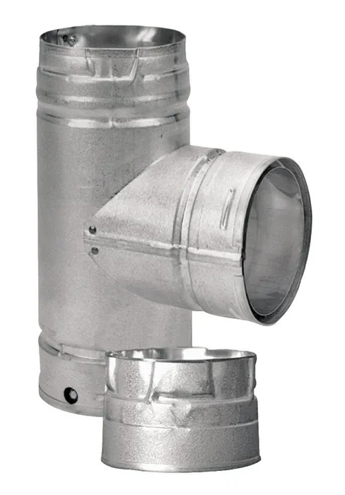 DuraVent PelletVent 3 in. X 3 in. X 3 in. Galvanized Steel Tee with Clean-Out Cap (Pack of 2)