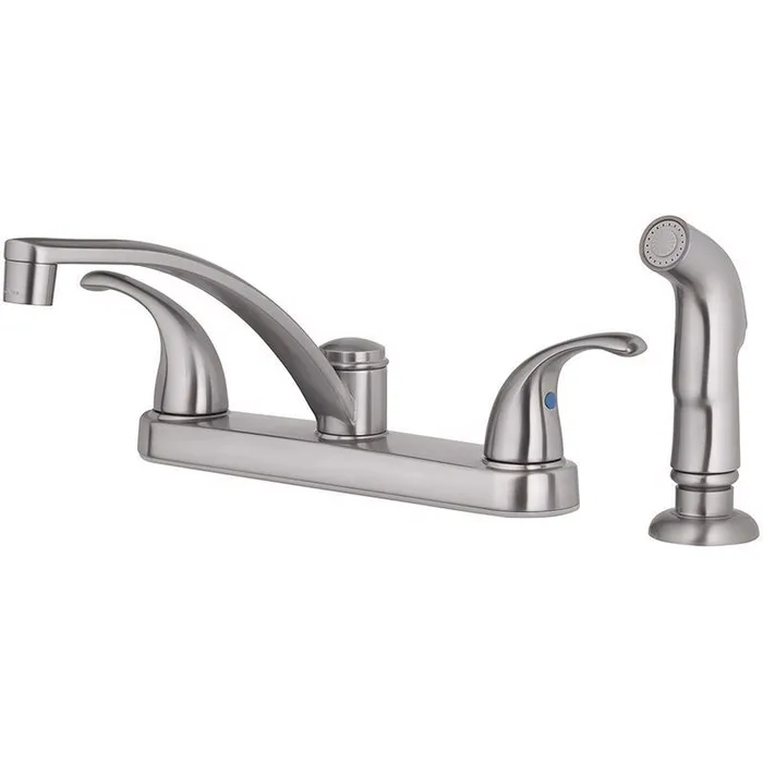 Oakbrook Collection Essentials Two Handle Brushed Nickel Kitchen Faucet Side Sprayer Included