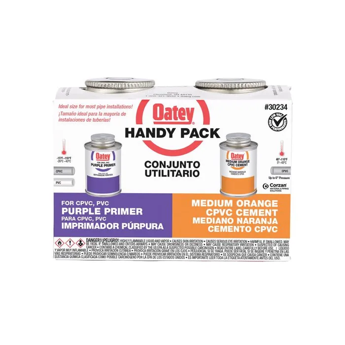 Oatey Handy Pack Orange Primer and Cement For CPVC/PVC 4 oz (Pack of 12)