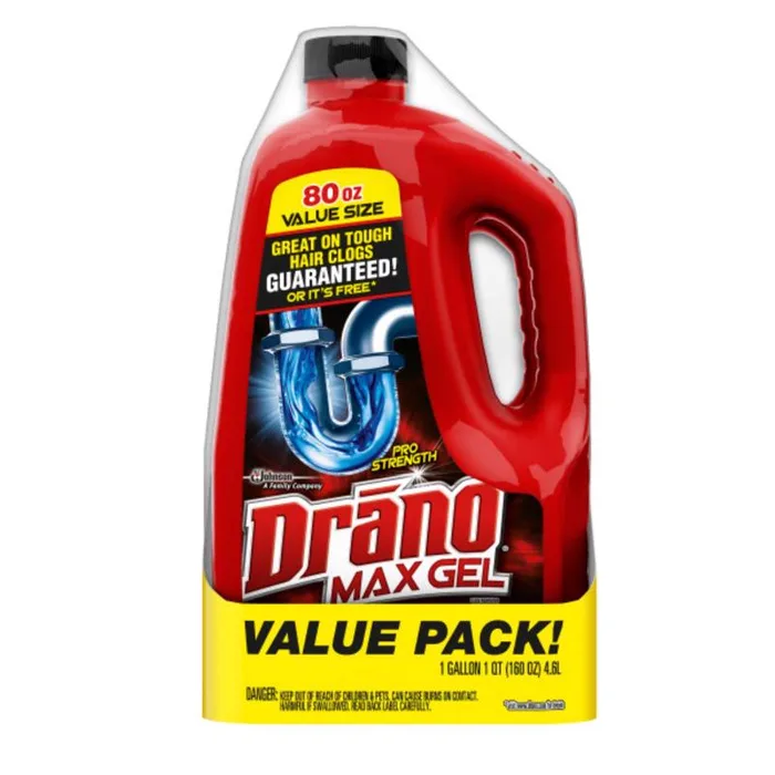 Drano Professional Strength Gel Drain Clog Remover 80 oz (Pack of 2)