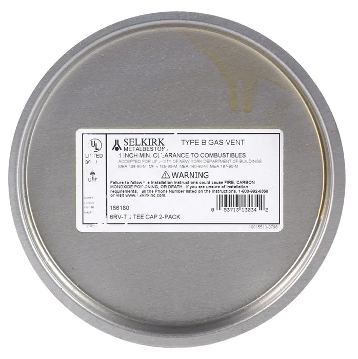 Selkirk 6 in. X 6 in. X 6 in. Aluminum/Galvanized Steel Vent Tee Cap (Pack of 2)
