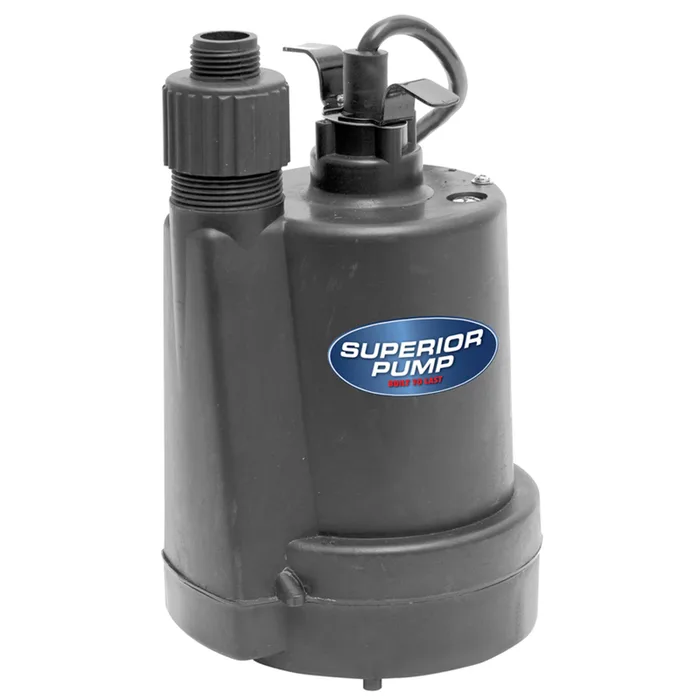 Superior Pump 1/4 HP 1800 gph Thermoplastic Switchless Switch Top Submersible Utility Pump