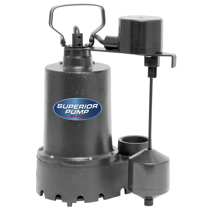 Superior Pump 1/3 HP 2,760 gph Cast Iron Vertical Float Switch AC Submersible Sump Pump 10 ft.