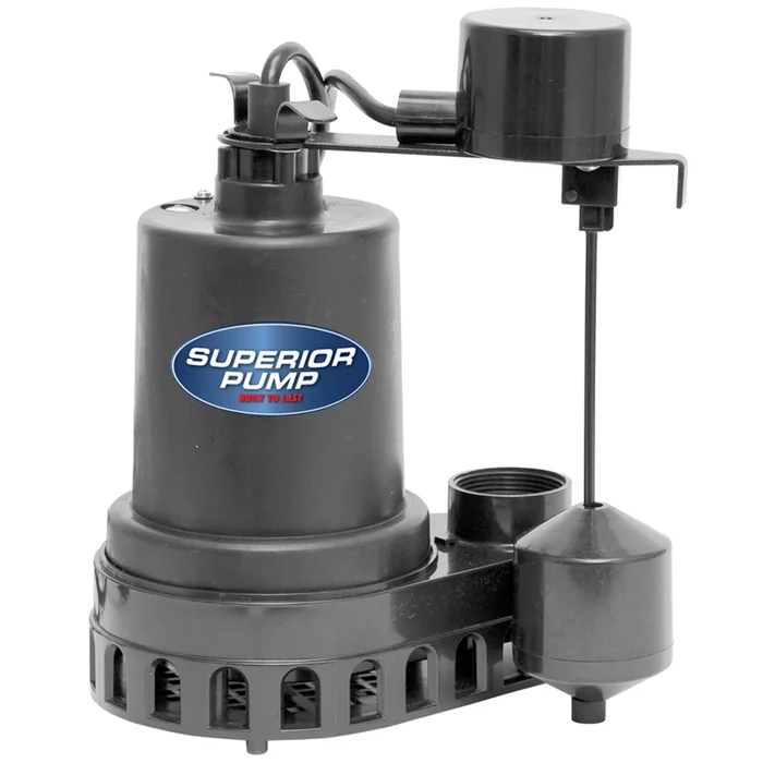 Superior Pump 1/2 HP 3300 gph Thermoplastic Vertical Float Switch AC Submersible Sump Pump 10 ft