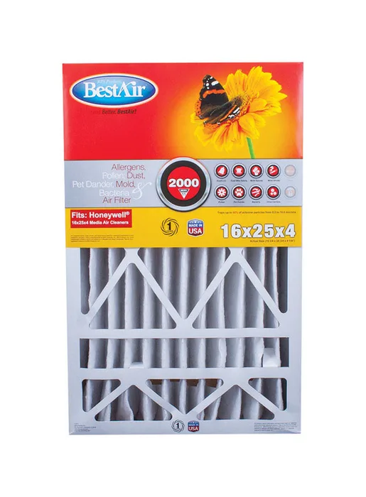 BestAir 25 in. W X 16 in. H X 4 in. 11 MERV Pleated Air Filter 1 pk (Pack of 3)