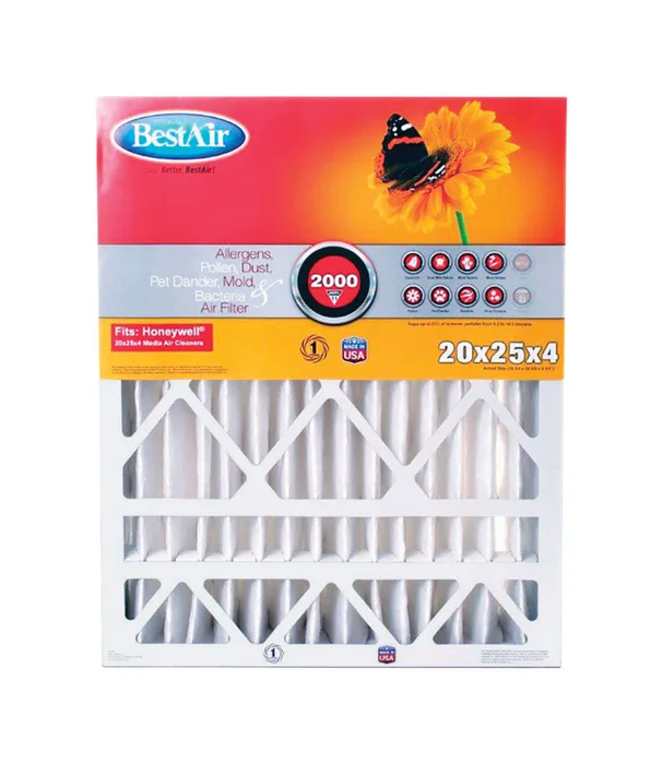 BestAir 20 in. W X 25 in. H X 4 in. 11 MERV Pleated Air Filter 1 pk (Pack of 3)