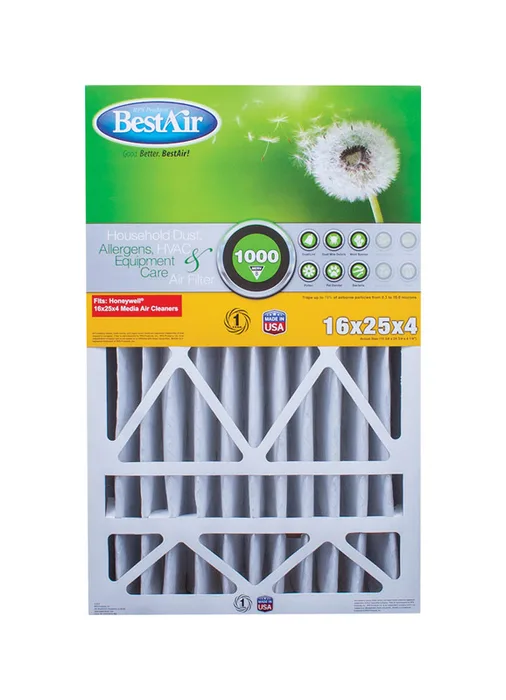 BestAir 25 in. W X 16 in. H X 4 in. 8 MERV Pleated Air Filter 1 pk (Pack of 3)