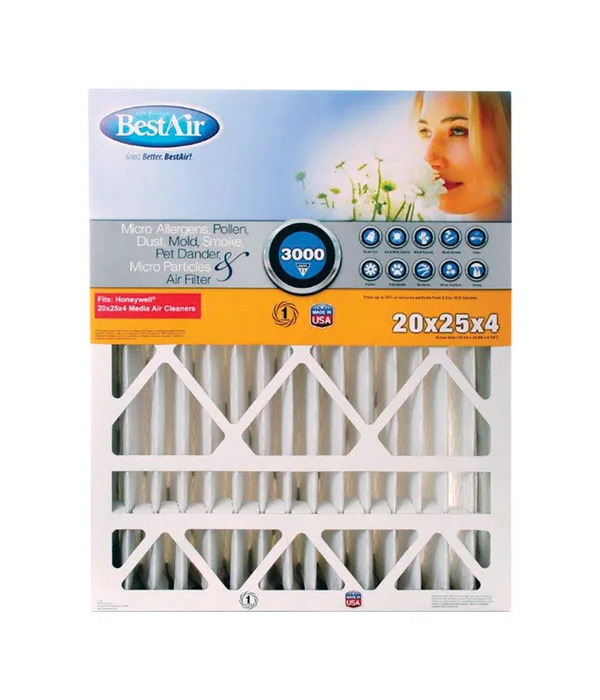 BestAir 25 in. W X 20 in. H X 4 in. 13 MERV Pleated Air Filter 1 pk (Pack of 3)