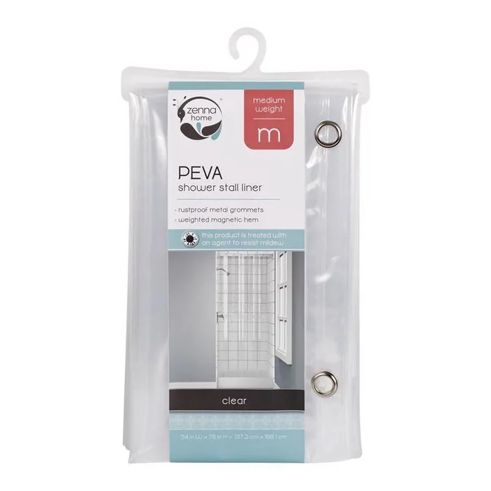 Zenna Home 78 in. H X 54 in. W Clear Solid Stall Liner PEVA