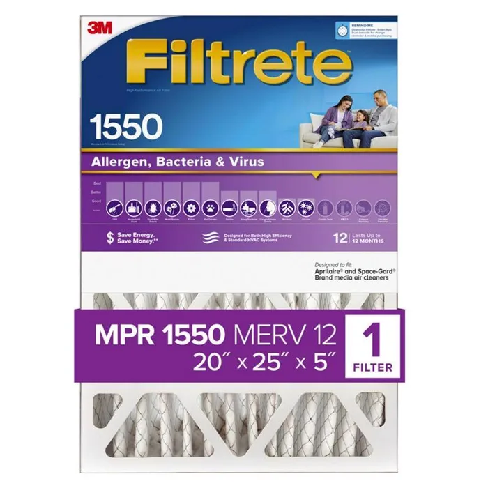Filtrete Ultra 20 in. W X 25 in. H X 5 in. Polyester 1550 MPR Pleated Allergen Air Filter 1 pk (Pack of 2)
