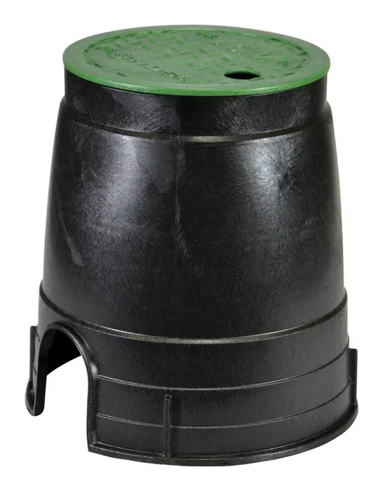 NDS 8.5 in. W X 8.5 in. D X 8.5 in. H Round Valve Box with Overlapping Cover Black/Green