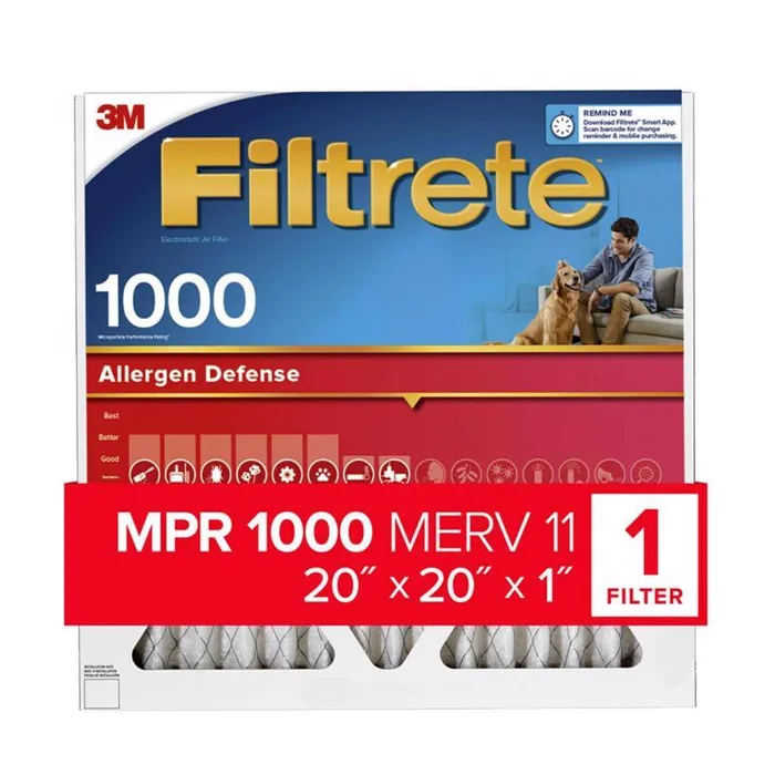 Filtrete Allergen Defense 20 in. W X 20 in. H X 1 in. 1000 MPR Pleated Air Filter 1 pk (Pack of 4)
