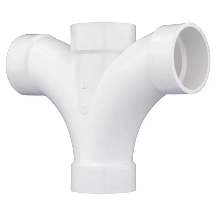 Charlotte Pipe Schedule 40 2 in. Hub X 2 in. D Hub PVC Reducing Double Fixture Fitting Tee 1 pk