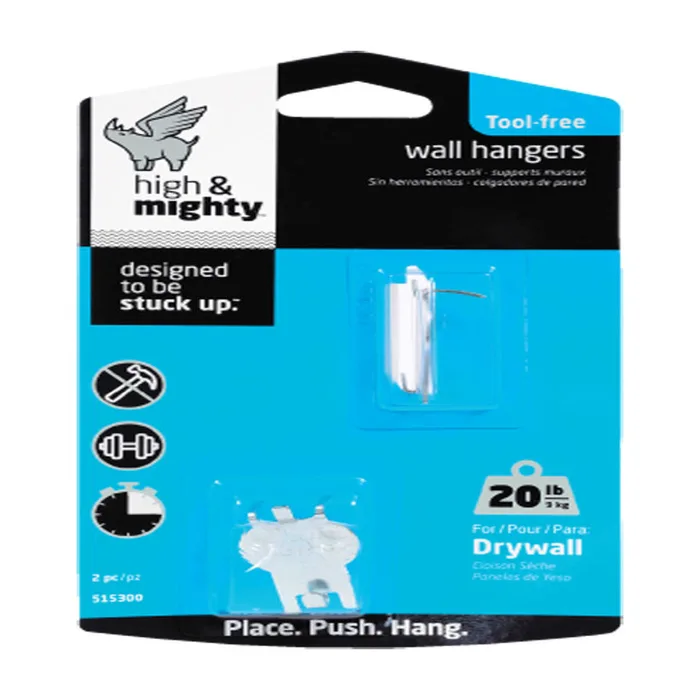 HILLMAN High & Mighty Gray Hanger Picture Hanger 20 lb 2 pc (Pack of 4)