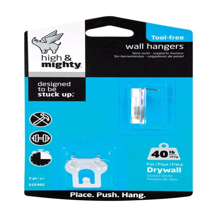 HILLMAN High & Mighty Steel-Plated Gray Hanger Picture Hanger 40 lb 2 pc