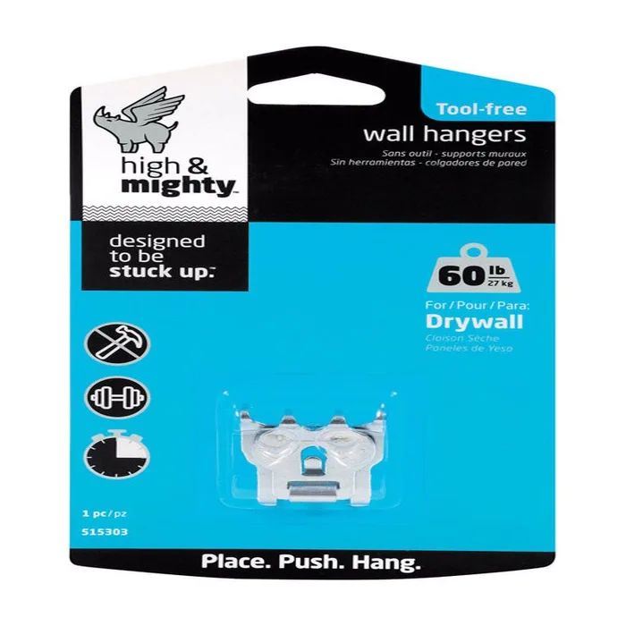 HILLMAN High & Mighty Steel-Plated Gray Hanger Picture Hanger 60 lb (Pack of 4)