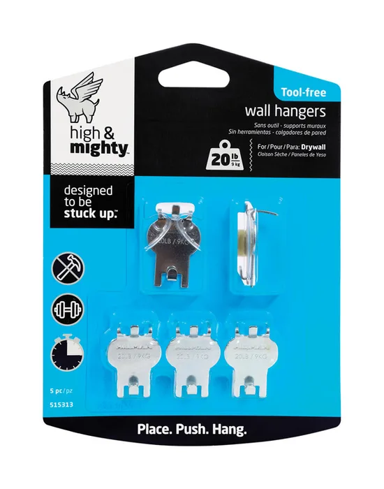 HILLMAN High & Mighty Steel-Plated Gray Hanger Picture Hanger 20 lb 5 pk (Pack of 4)