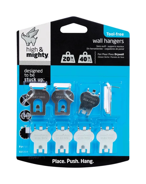 HILLMAN High & Mighty Gray Hanger Picture Hanger 20 lb 8 pk (Pack of 4)
