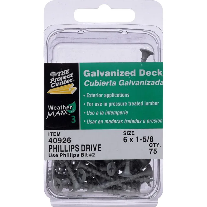 HILLMAN Project Center No. 6 Ga. X 1-5/8 in. L Gray Phillips Bugle Head Deck Screws 75 pk