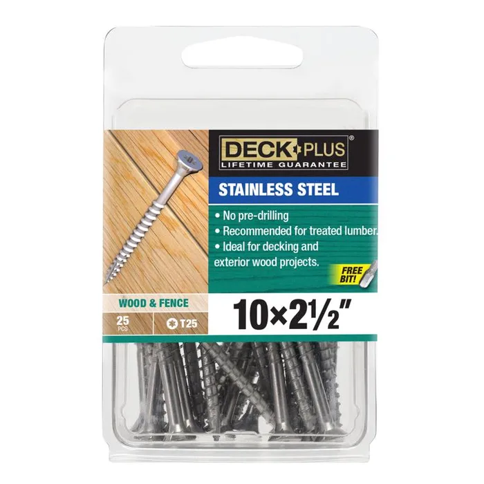 HILLMAN Deck Plus No. 10 Ga. X 2-1/2 in. L Gray Star Flat Head Deck Screws 25 pk