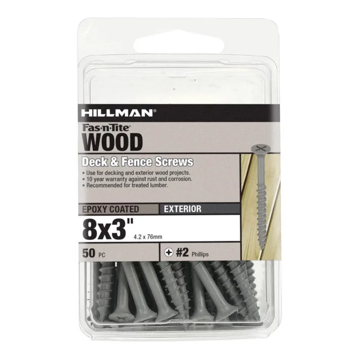 HILLMAN Fas-N-Tite No. 8 Ga. X 3 in. L Gray Phillips Bugle Head Deck Screws 50 pk