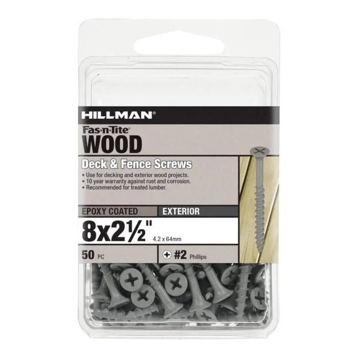 HILLMAN Fas-N-Tite No. 8 Ga. X 2-1/2 in. L Gray Phillips Bugle Head Deck Screws 50 pk