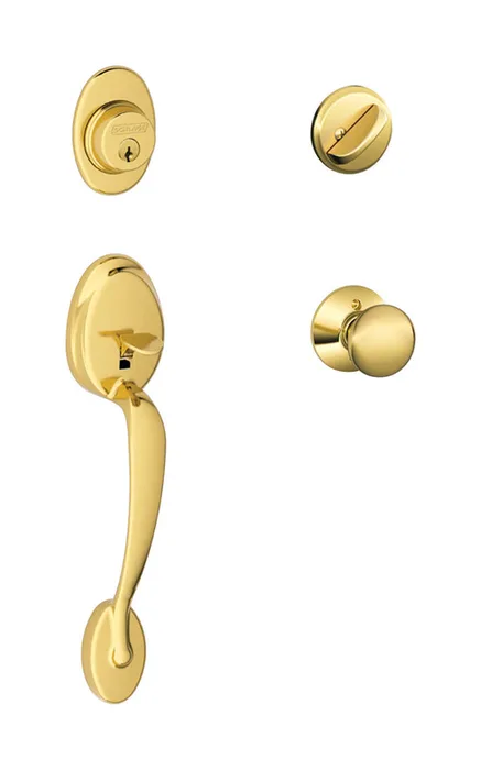 Schlage Plymouth Bright Brass Handleset