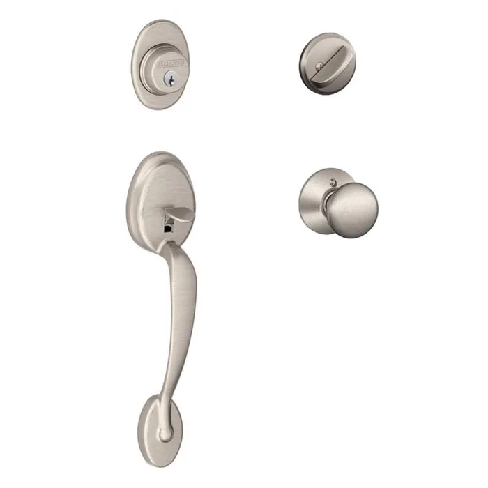 Schlage Plymouth Satin Nickel Single Cylinder Handleset and Knob