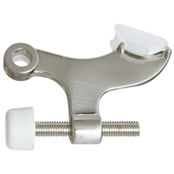 National Hardware Zinc w/Rubber Tip Satin Nickel Silver Hinge Pin Door Stop Mounts to door .7 in.