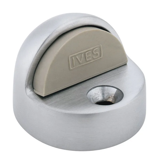 Ives 1-3/4 in. W X 2 in. L Brass Satin Chrome Door Stop Mounts to floor