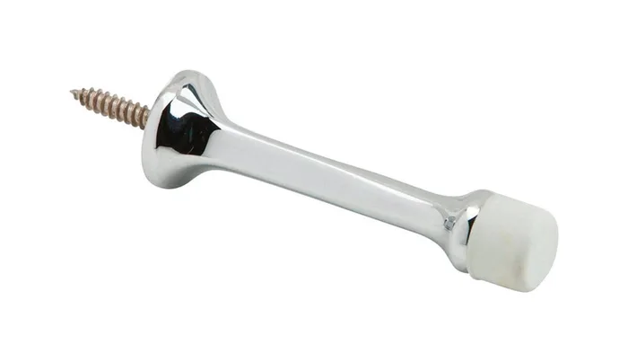 Ives 3-1/8 in. W X 7/8 in. L Brass Bright Chrome Silver Door Stop Mounts to wall