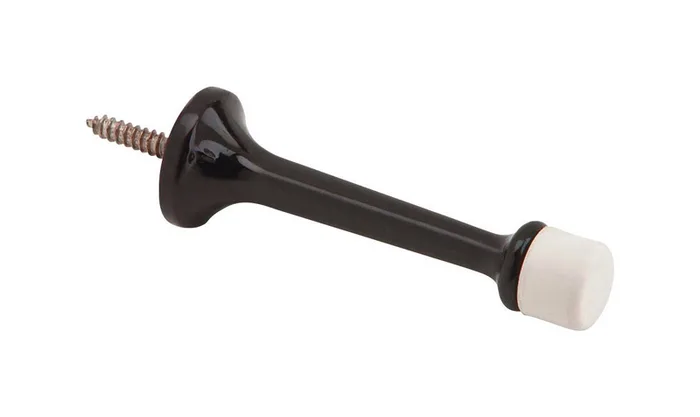 Ives 3-3/16 in. W X 7/8 in. L Aluminum Black Door Stop Mounts to wall 7/8 in.