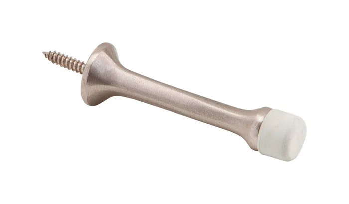 Ives 3-3/16 in. W X 7/8 in. L Aluminum Satin Nickel Brown Door Stop Mounts to wall 7/8 in.