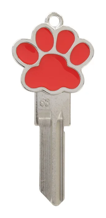 HILLMAN Paw 3D Keys House/Office Key Blank Single For 68/SC1 Red/Silver (Pack of 4)