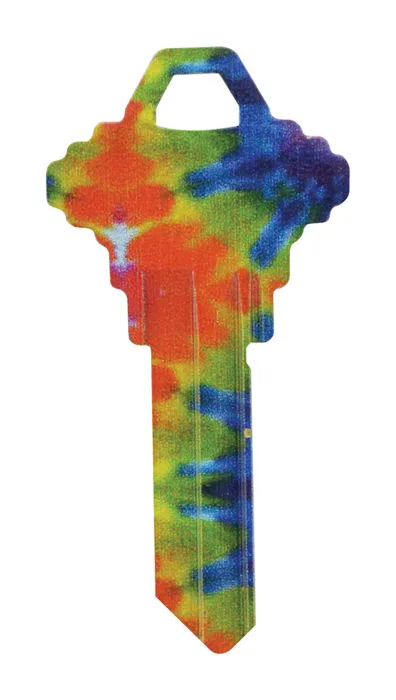 HILLMAN Wackey Tie Dyed House/Office Key Blank 68 Single For Schlage Multicolored (Pack of 6)
