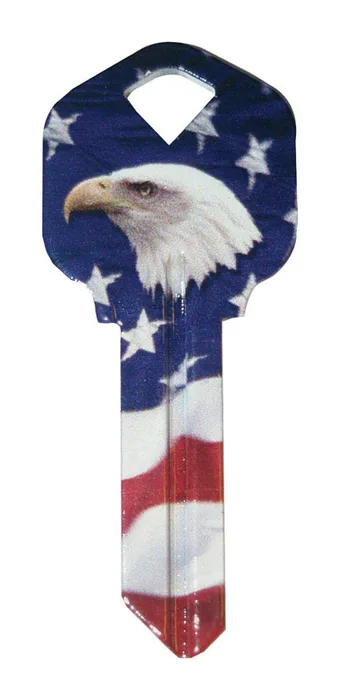 HILLMAN Wackey Flag & Eagle House/Office Universal Key Blank Single (Pack of 6)