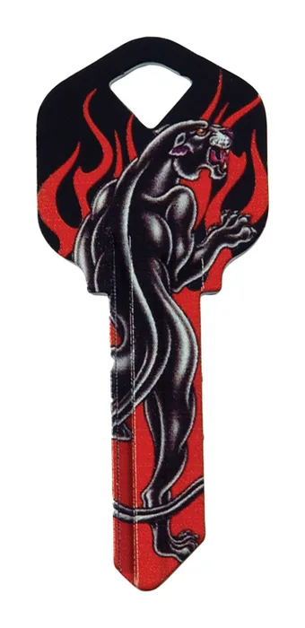 HILLMAN Wackey Black Panther & Flames House/Office Universal Key Blank Single Black (Pack of 6)