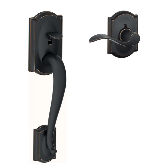 Schlage Camelot Aged Bronze Handleset