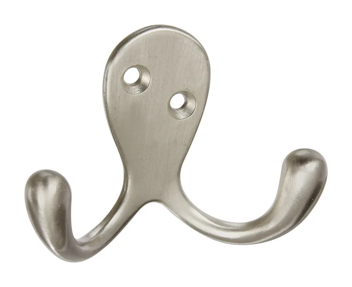 National Hardware Medium Satin Nickel Silver Zinc 3 in. L Double Hook 1 pk