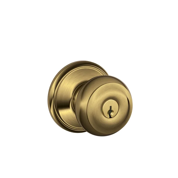 Schlage Georgian Antique Brass Entry Lockset 1-3/4 in. (Pack of 4)