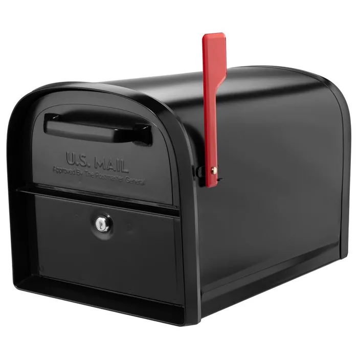 Architectural Mailboxes Oasis 360 Modern Galvanized Steel Post Mount Black Mailbox