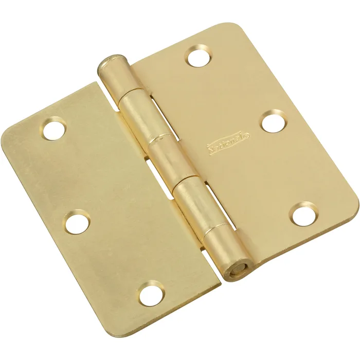 National Hardware 3-1/2 in. L Satin Brass Door Hinge 3 pk (Pack of 5)