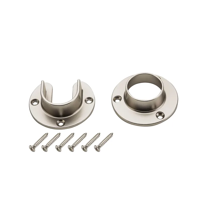 National Hardware 1.31 in. L X 1.31 in. D Satin Nickel Steel Closet Flange Set (Pack of 6)
