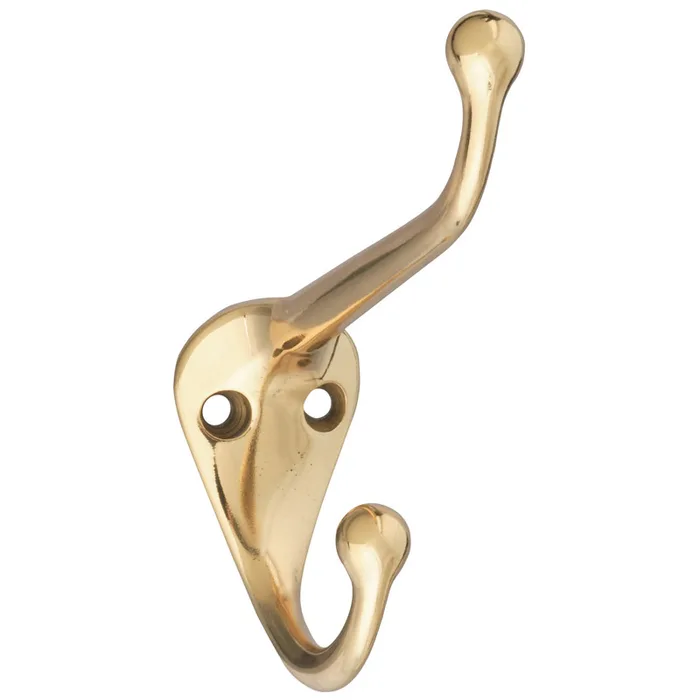 National Hardware 2 in. L Bright Brass Solid Brass Coat/Hat Hook 75 lb. cap. 1 pk (Pack of 5)