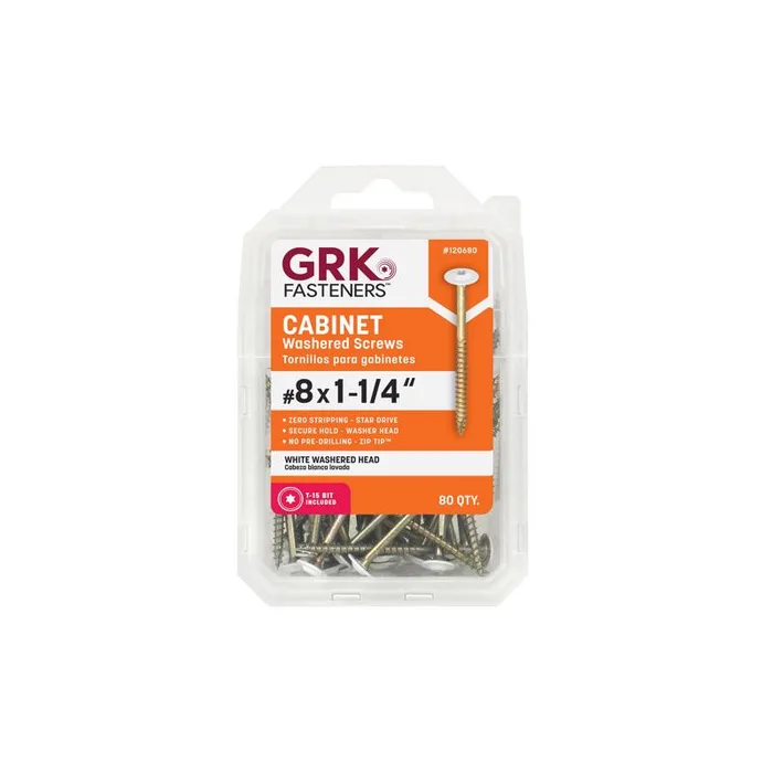 GRK Fasteners No. 8 X 1-1/4 in. L Star Climatek W-Cut Cabinet Screws 80 pk
