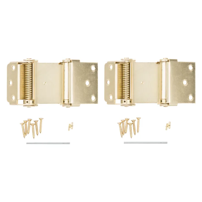 National Hardware 3 in. L Brass-Plated Double-Acting Spring Hinge 2 pk (Pack of 2)