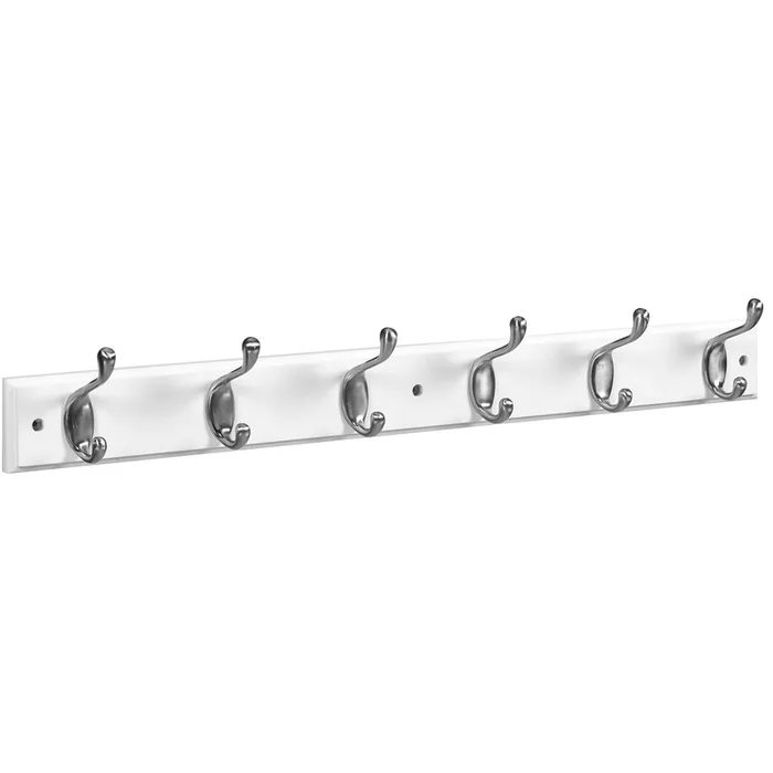 National Hardware 27 in. L Satin Nickel White Wood Satin Nickel and White Hook Rack 1 pk (Pack of 4)