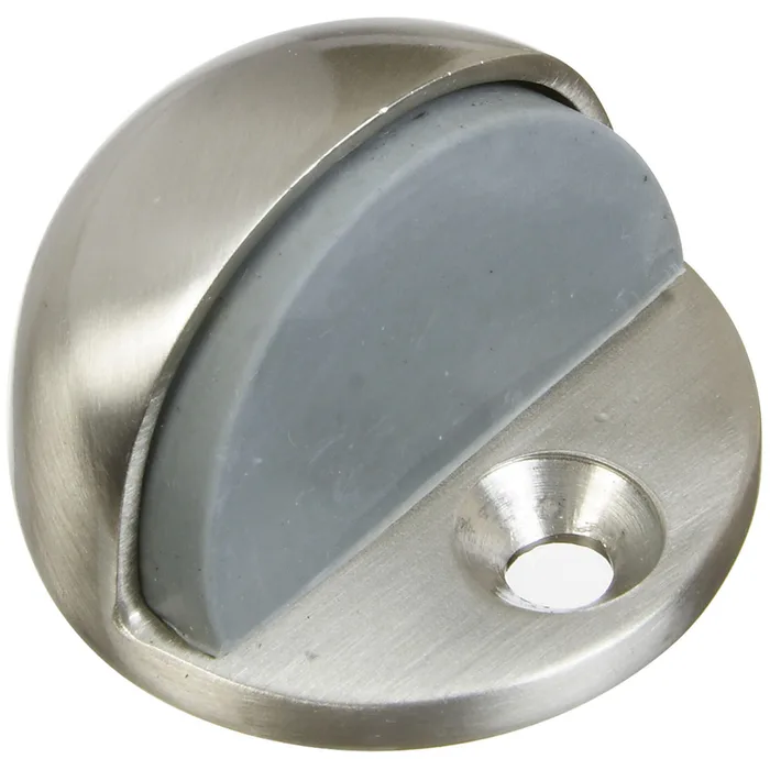 National Hardware Solid Brass Satin Nickel Silver Door Stop Mounts to floor 1.75 in. (Pack of 5)