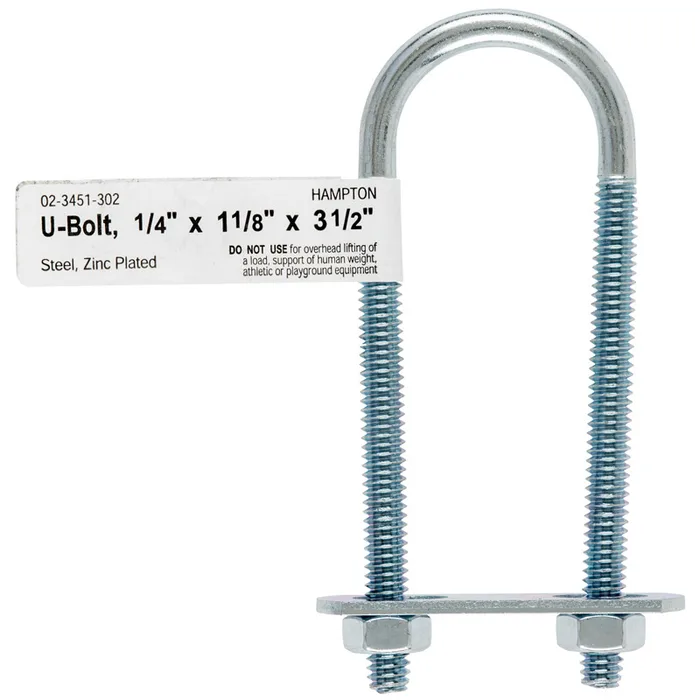 Hampton 1/4 in. X 1-1/8 in. W X 3-1/2 in. L Coarse Zinc-Plated Steel U-Bolt (Pack of 10)